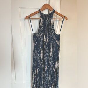 Loft halter dress, size M, dark blue with paisley print.